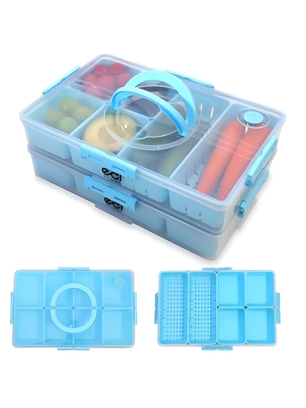 Stackable Snackle Box Organizer – 14 Compartments, BPA-Free & Portable with Lids